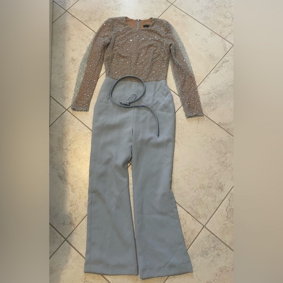 NADINE MERABI Light Blue Flare Pants - Picture 5 of 7